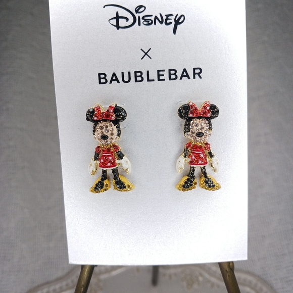 Disney × Baublebar Minnie Mouse Rhinestone Drop Dangle Earrings - Picture 2 of 5